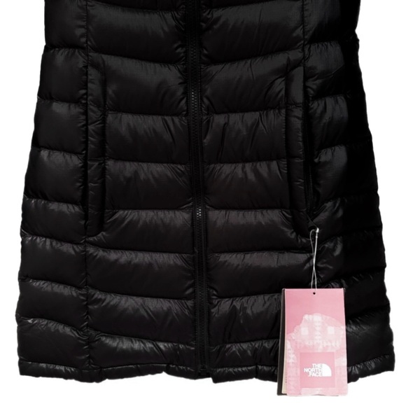 🆕 North Face Quilted 550 Down Hooded Light Slim Puffer Black Jacket XS/TP - Picture 4 of 9